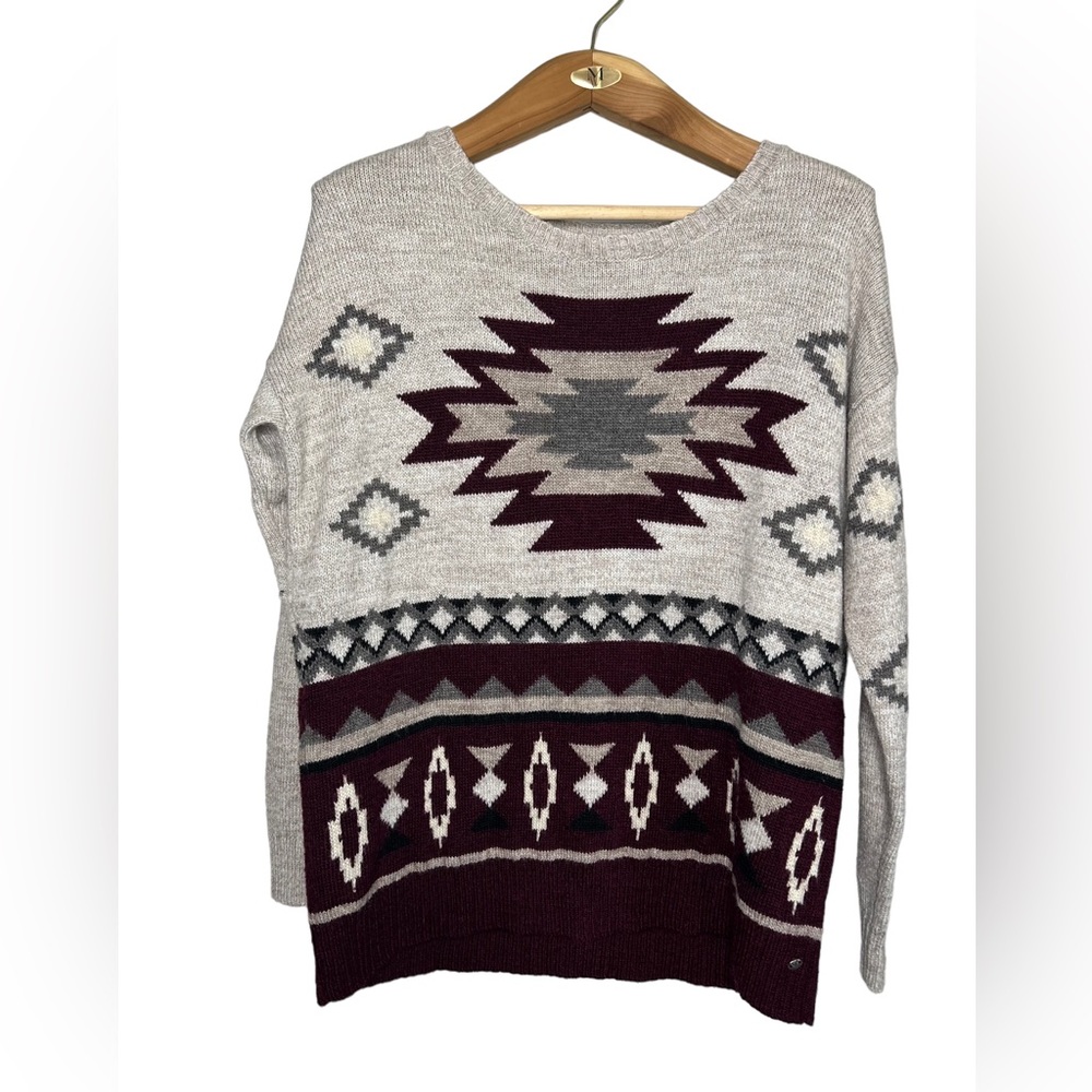 American Eagle Outfitters Womens L Sweater Native Southwestern Print Crew Neck